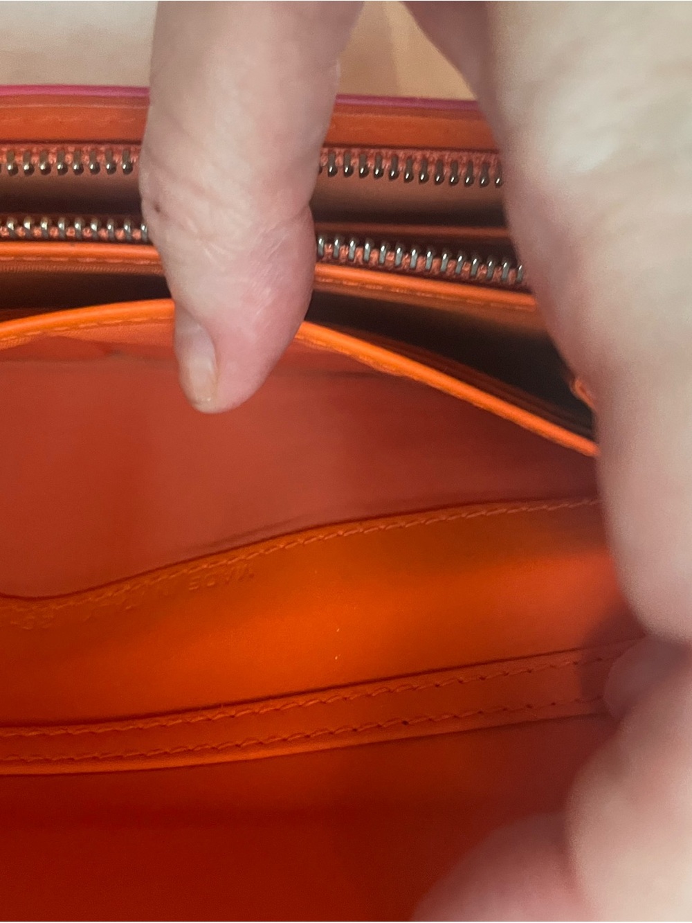 Christian Dior 2014 Pink & Orange Lambskin Cannage Rendezvous WOC Crossbody - Picture 14 of 16